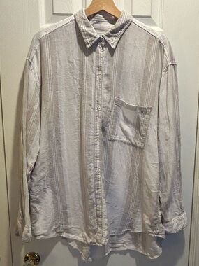 Community by Aritzia (discontinued) Cotton/linen blend striped shirt - size XL